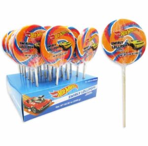 Hot Wheels Swirly Lollipop  8" Orange Blueberry 3.5oz 24ct